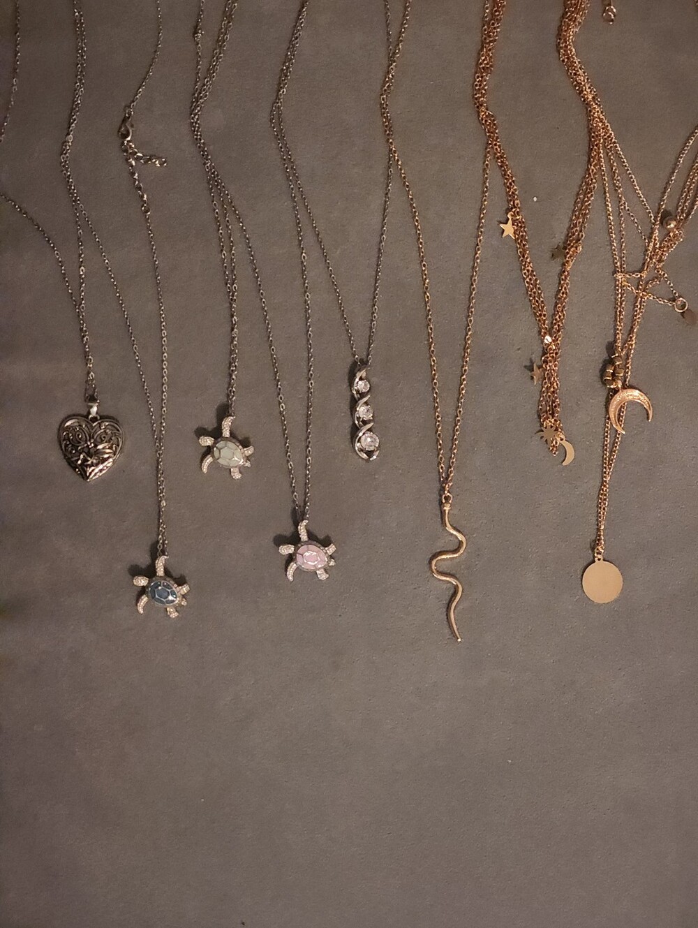 Bundle Of 8 Gold & Silver Mixed Turtle Pendant Necklaces - Women's Jewelry